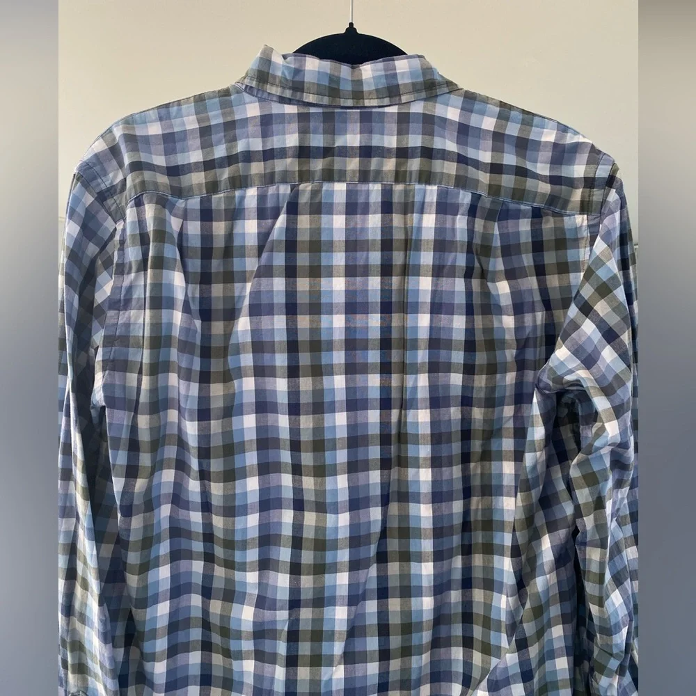 J. Crew - Blue & Green Checkered Plaid Casual Button Down Shirt - Size M